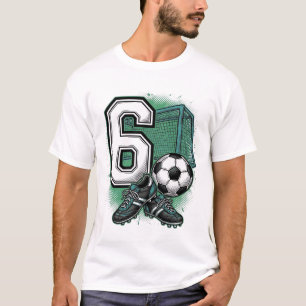 Voetbal 6e verjaardag vintage gravure shirt ontwer