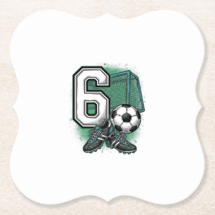 Voetbal 6e verjaardag vintage gravure shirt ontwer kartonnen onderzetters