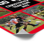 Voetbal 7 foto collage Rood team naam poster (Hoek)