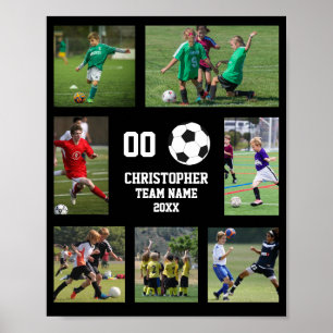 Voetbal 7 fotocollage Sport Team Naam Poster
