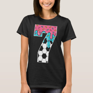 Voetbal 7 jaar oude ijs druppel jeugd 7e verjaarda t-shirt