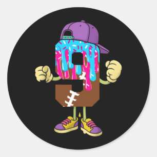 Voetbal 9 Jaar Oud Ijs Drip 9de Verjaardag Ronde Sticker