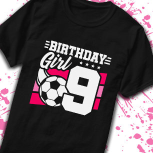 Voetbal 9 jaar oud meisje 9e verjaardag t-shirt