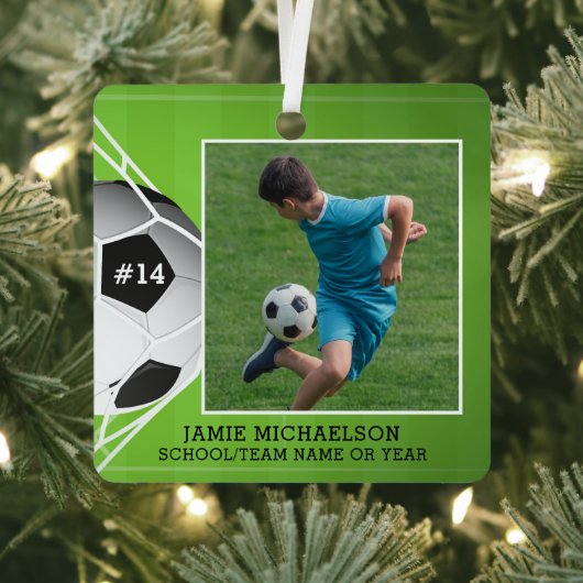 Voetbal Aangepaste foto Keepomwille Metalen Ornament (Insitu)