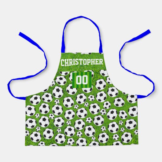 Voetbal & Aangepaste naam kinder Apron Schort (Voorkant)