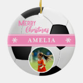 Voetbal Aangepaste Naam Vrolijk Kerstfoto Keramisch Ornament (Achterkant)