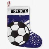 Voetbal Aangepaste segmentstripes blauw Kleine Kerstsok (Voorkant)