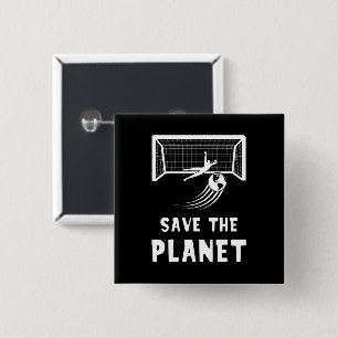 Voetbal Aarddag Red de Planeet Vierkante Button 5,1 Cm