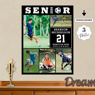Voetbal Afstudeer Collage 5 Foto's Poster