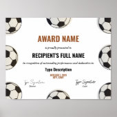 Voetbal award certificaat, beste spelersherkenning poster (Voorkant)