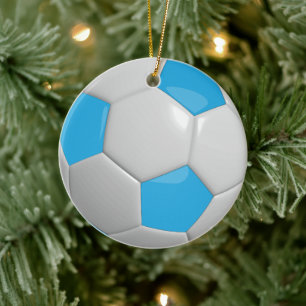 Voetbal Baby Blue Keramisch Ornament