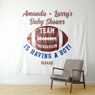 Voetbal Baby Shower Achtergrond Wandkleed