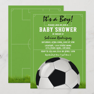 Voetbal Baby Shower Het is een Jongen Kaart