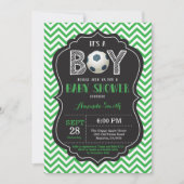 Voetbal Baby shower Uitnodiging Green Chevron (Voorkant)