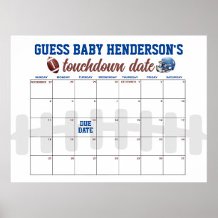 Voetbal Baby Shower Verwachtingsdatum Kalender Poster