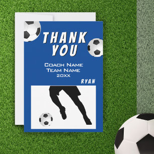 Voetbal Bal Blauw Bedankt Coach Kaart