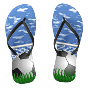 Voetbal, bal en net teenslippers