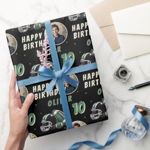 Voetbal Bal Helm Cartoon Foto Verjaardag Cadeaupapier