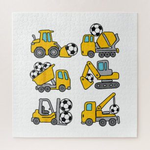 Voetbal Bal Kinderen Voetbal Bouw Trucks Legpuzzel