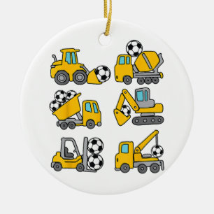 Voetbal Bal Kinderen Voetbal Bouwtrucks Keramisch Ornament