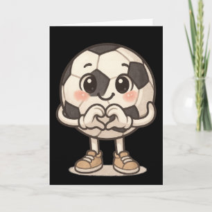 Voetbal Bal Met Hart Handen Liefde Cute Voetbal Ba Kaart