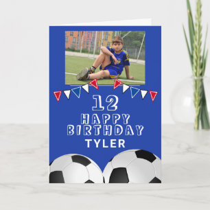 Voetbal Bal Vlaggen Slierten Foto Verjaardag Kaart