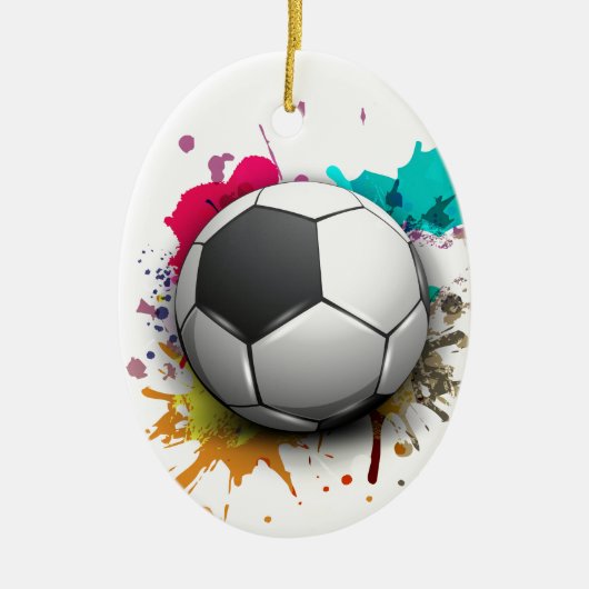 Voetbal barst keramisch ornament (Voorkant)