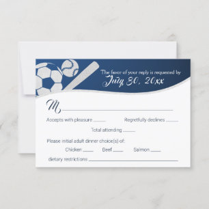 Voetbal Baseball-reactiekaart met keuzevrijheid RSVP Kaartje