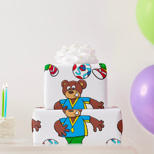 Voetbal Beer Spelen Football in Sport Outfit Cadeaupapier