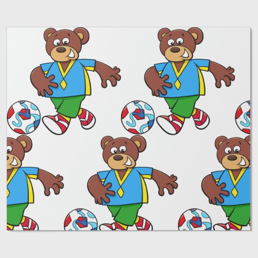 Voetbal Beer Spelen Football in Sport Outfit Cadeaupapier (Vlak)