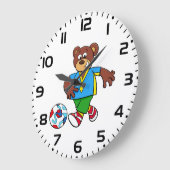 Voetbal Beer Spelen Football in Sport Outfit Grote Klok (Hoek)