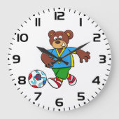 Voetbal Beer Spelen Football in Sport Outfit Grote Klok (Voorkant)