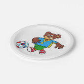 Voetbal Beer Spelen Football in Sport Outfit Papieren Bordje (Gekanteld)