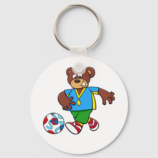 Voetbal Beer Spelen Football in Sport Outfit Sleutelhanger (Voorkant)