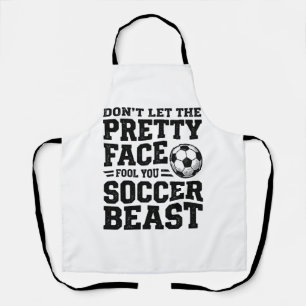Voetbal Beest Mooie Gezicht Vintage Typografie Shi Schort