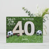 Voetbal Bewaar de datum 40e Verjaardag Kaart (Staand voorkant)