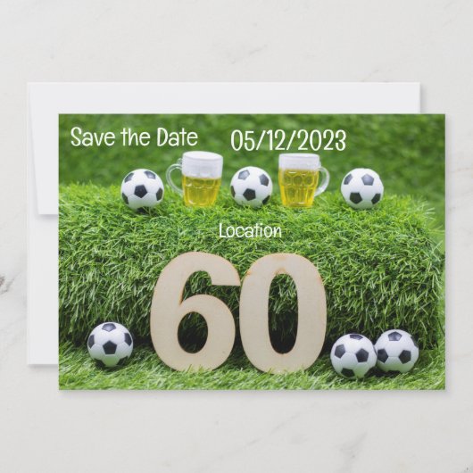 Voetbal Bewaar de datum 60e Verjaardag Kaart (Voorkant)