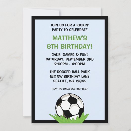 voetbal Birthday Party Invitations Kaart (Voorkant)
