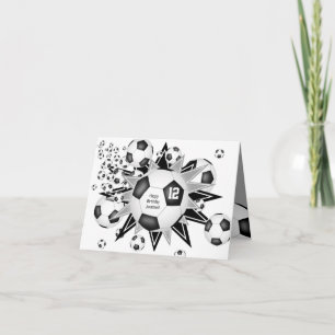 voetbal blaast kinder sportster verjaardag uit kaart