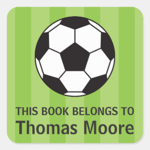 Voetbal-bladsticker/boeklabel voor kinderen vierkante sticker