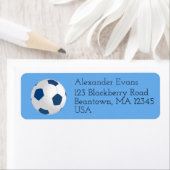 Voetbal Blauw en Wit Etiket (Insitu)