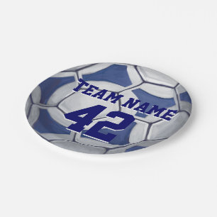 Voetbal Blauw en Wit Naam en Aantal Papieren Bordje