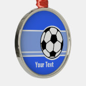 Voetbal; Blauw Metalen Ornament (Rechts)