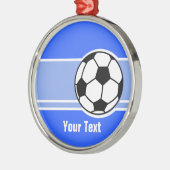 Voetbal; Blauw Metalen Ornament (Links)