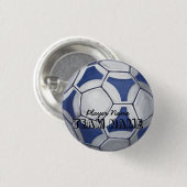 Voetbal Blauwe en Witte Naam en Nummer Ronde Button 3,2 Cm (Voorkant /achterkant)
