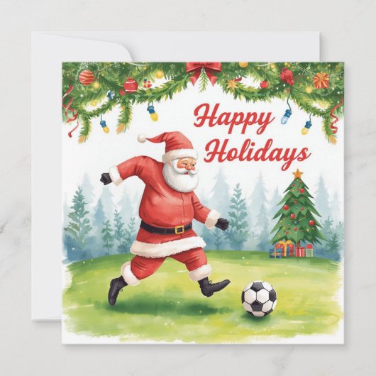 Voetbal blij   Vakantie Kerstman Kerstmis Feestdagenkaart (Voorkant)