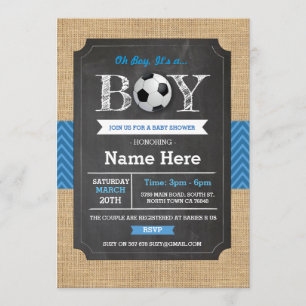 Voetbal Blue Boy Baby shower Football Uitnodigen Kaart