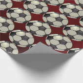 Voetbal / Burgandy Cadeaupapier (Hoek)