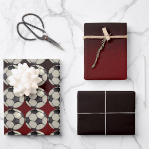 Voetbal / Burgandy Inpakpapier Vel