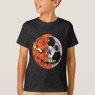 Voetbal Byll Pompoen Schedel Halloween Voetbalspel T-shirt
